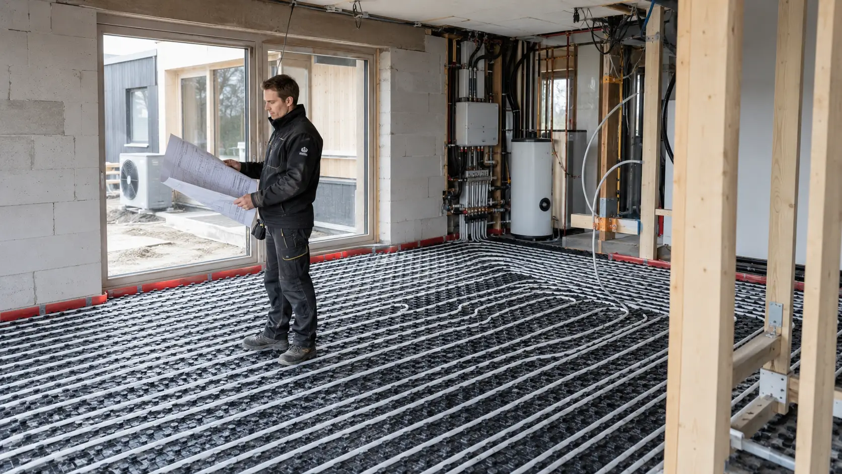 Instalacje w nowym domu podczas budowy